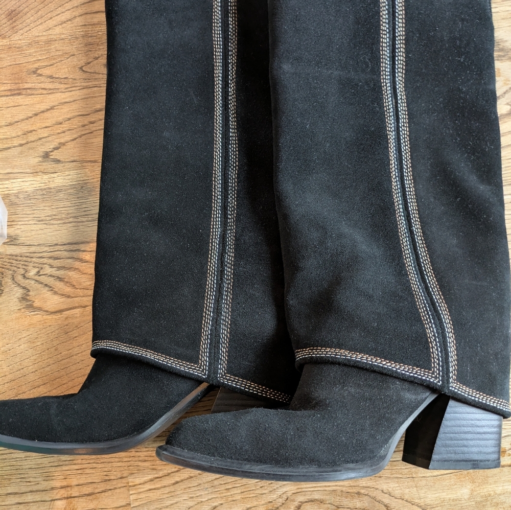 Marc Fisher Black Suede Fold over Women's Boots Size 6 - Picture 6 of 6